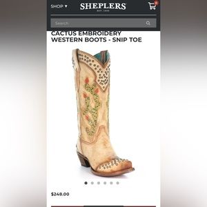 CORRAL WOMEN'S SADDLE CACTUS EMBROIDERY WESTERN BOOTS - SNIP TOE Size 9 NWOT
